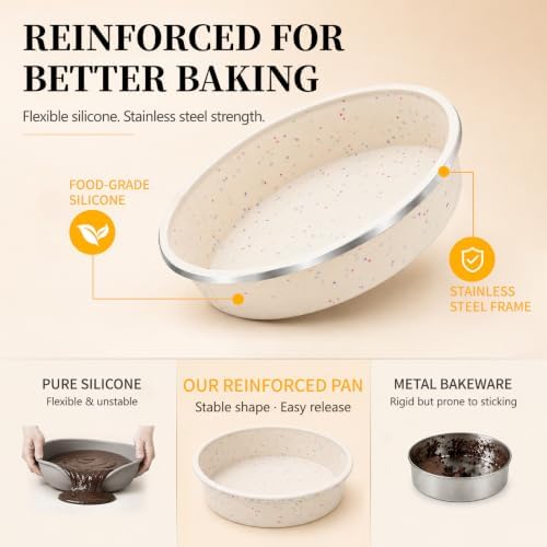 Vinino 8 Inch Silicone Round Cake Pans, Set of 2