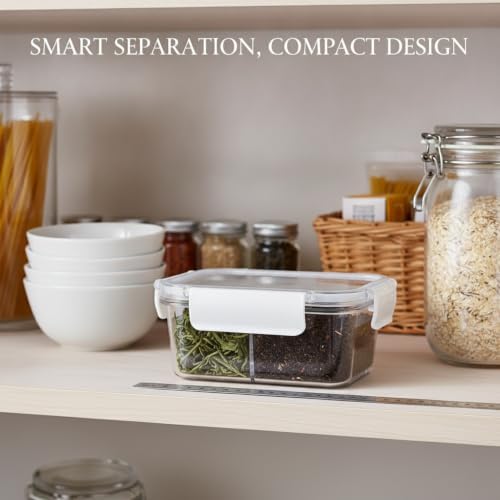 Clear Acrylic Storage Jar with Divider, Square Compartment Container