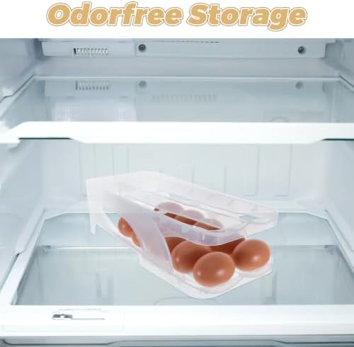 Automatic Rolling Egg Dispenser, Two Tier Plastic Fridge Organizer