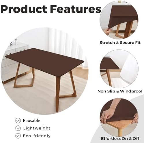 Rectangle Brown Tablecloth 42x72 Inch Fitted Fabric 6ft with Elastic