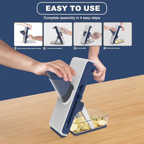 Mandoline Slicer for Kitchen, White Blue
