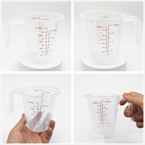Plastic Measuring Cup 2Pcs 250ML Measuring Mug 8/16oz with Handle