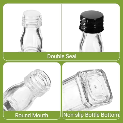 12 Pack 1.5oz Hot Sauce Bottles, Mini Glass Liquor Bottle With Lids