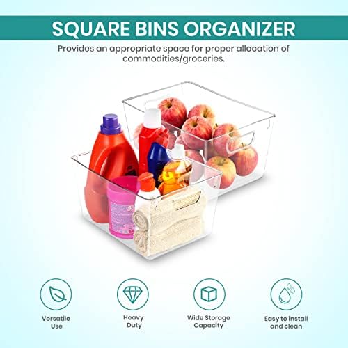 Utopia Kitchen Pantry Storage Bins, 6 Pack, Large, Clear