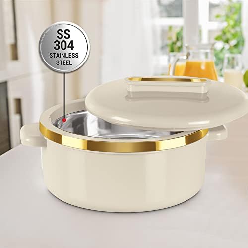 Milton Curve Stainless Steel Casserole Set, 3-Piece, Ivory