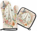 Paris Eiffel Towel Butterfly Rose Oven Mitts and Pot Holders BBQ