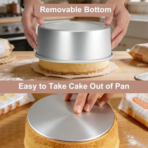 Round Cake Pan with Removable Bottom, Set of 3