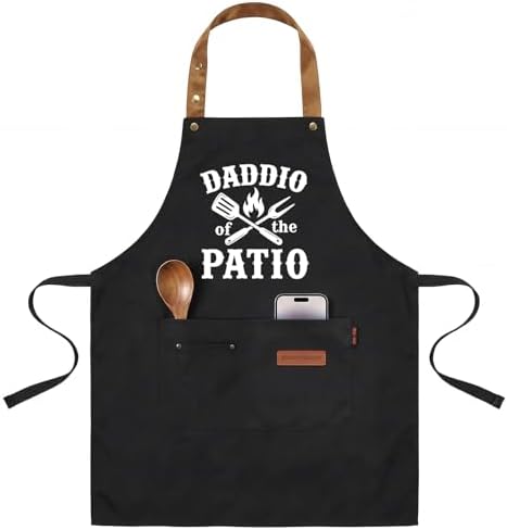 INNORU Daddio of the Patio Sign Apron with Pockets, Funny Cooking