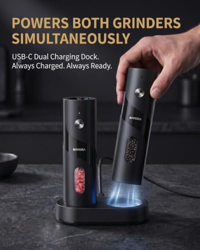 Rechargeable Electric Salt and Pepper Grinder Set, 2-Pk