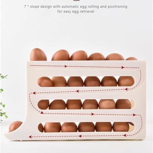 Egg Holder for Fridge,4 Tiers Automatic Rolling Egg Dispenser for