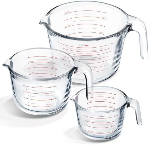 Eatex Glass Measuring Cups Set of 3 - Liquid Measuring Cups, Glass