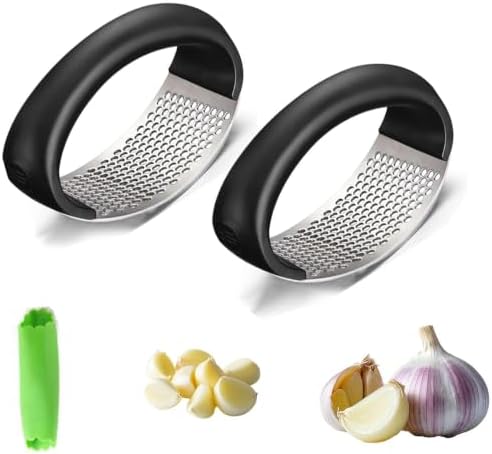 Portable Manual Garlic Crusher, Stainless Steel (2 pcs)