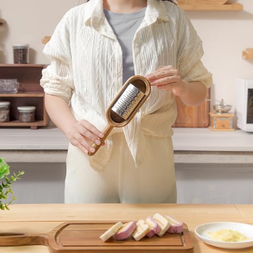 Wooden Cheese Grater with Handles - Kitchen Grater Wooden Shredder