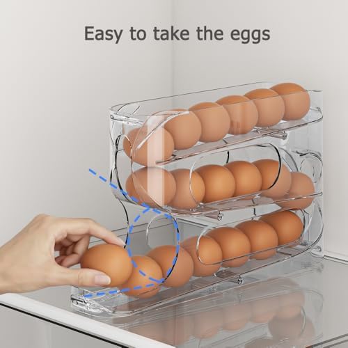 Sotfamily Clear FIFO Egg Holder for Fridge, 18 Count