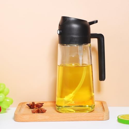 2-in-1 Olive Oil Dispenser and Sprayer, 470ml, Black