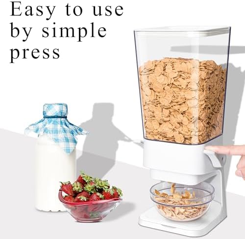 Cereal Dispenser Countertop, 5L Cereal Containers Storage Dispenser for Pantry, Large Dry Food Cereal Dispenser, Not Easy to Crush Cereal, Can Hold Oatmeal, Candy, Snack, Grain, Pet Food (White, 3Pc)