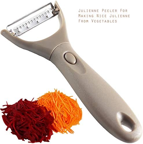 Julienne Vegetable Peeler Set of 4 in 1 with Bonus Cutting Board