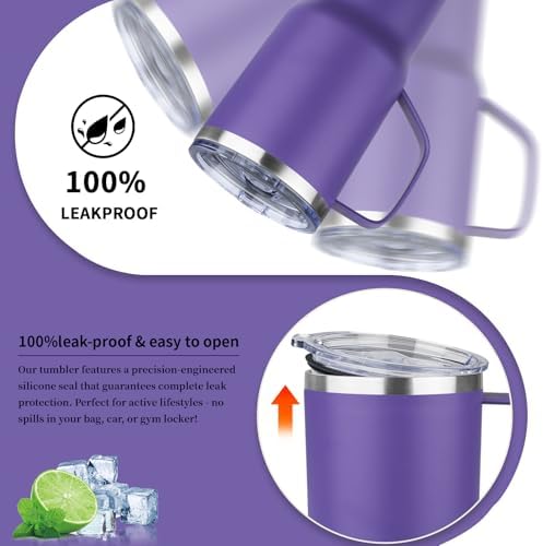 20oz Insulated Tumbler with Handle Stainless Steel Travel Coffee Mug