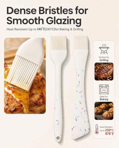 Silicone Basting Brush with Spatula, 2Pcs Heat Resistant Basting