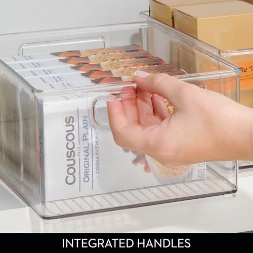 iDesign Stackable Storage Bin with Handles, Set of 4, Clear