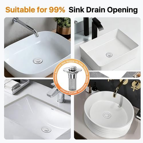 2PCS Bathroom Sink Stopper Hair Catcher, Pop Up Sink Drain Stopper