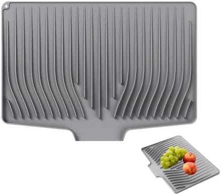 Silicone Dish Drying Mat with Raised Drainage Edges,Non-Slip and