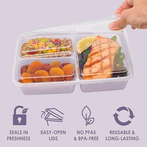 Bentgo Prep 3-Compartment Meal Prep Containers with Lids, 20 Piece Set