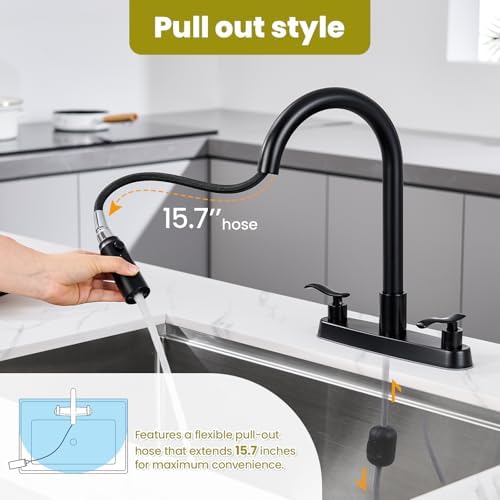 Matte Black 8-Inch 2-Handle Kitchen Faucet