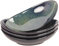 Ceramic Serving Platters Set of 4, 9.6 Inch Curved Oval Deep Salad Plates for Entertaining, Modern Kitchen Dishes, Trays for Dinner, Fruit, Salad, Pasta, burgers - Dishwasher Microwave Safe