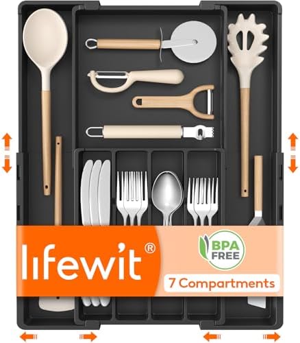 Lifewit Silverware Drawer Organizer, Expandable Utensil Tray for