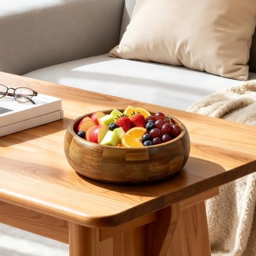 VaeFae Acacia Wood Bowl, Wooden Salad Bowl Set, Natural Grain Finish