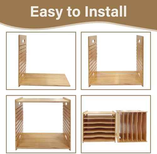 6 Tier Wooden Tray Dividers for Cabinets, Cookie Sheet Organizer 15.7"