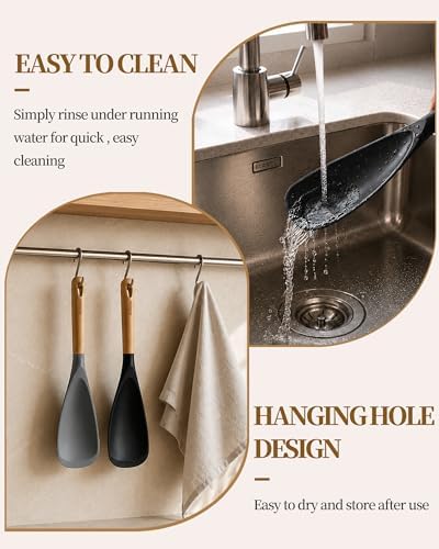 Astercook Cooking Spoon, 2 Pack, Nonstick Safe Silicone Spoonula