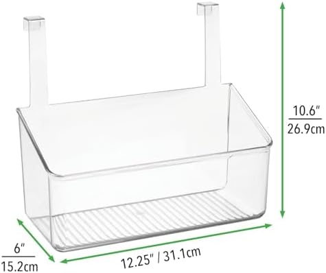 mDesign Plastic Over Cabinet Door Storage Organizer Bin for Kitchen