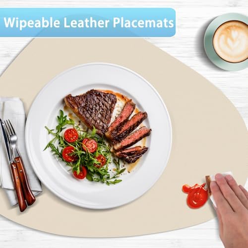 Faux Leather Placemats Set of 6, Wipeable & Washable Table Mats