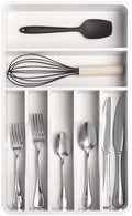 KitchenEdge Silverware & Utensil Organizer | White Bamboo, Fixed