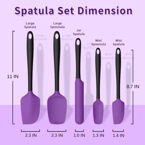 Coukre Silicone Spatula Set of 5,High Temperature Resistant, Food