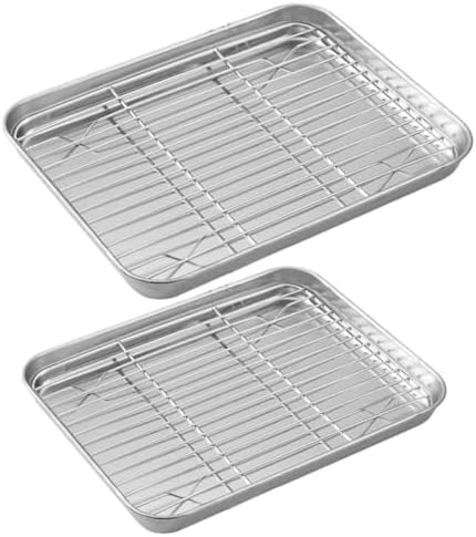 Baking Sheet Set, 2 Sets with Cooling Rack Stainless Steel Pan
