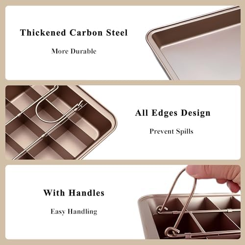 Brownie Pan with Dividers 12-In-by-8-In, Non Stick