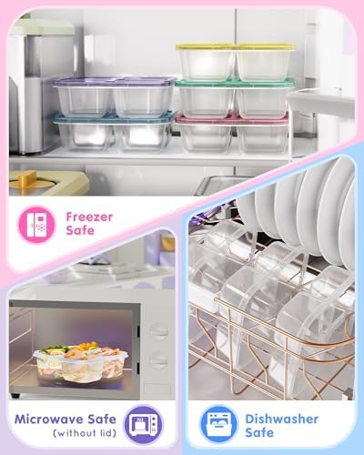 Canfanni 5 Pcs Bento Snack Containers, Reusable 4 Compartment Divided