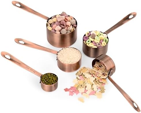 Copper Measuring Cups and Spoons Set, Stainless Steel Measuring Cups