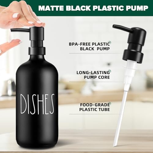 VIMERPA Dish Soap Dispenser, Matte Black, 17 Fl Oz