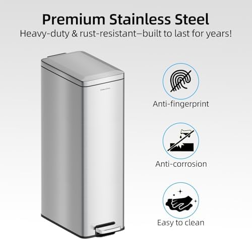 8 Gallon Slim Stainless Steel Kitchen Garbage Can