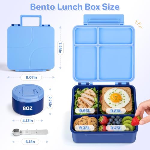 Bento Lunch Box for Kids with 8oz Soup Thermo,Kids Leakproof Lunch