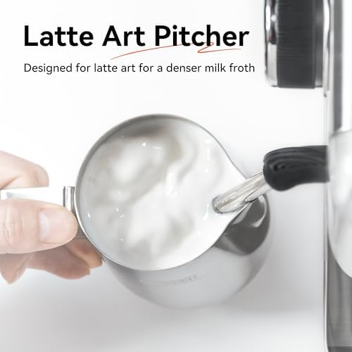 HiBREW Latte Art Pitche 15oz, Stainless Steel Milk Frothing Pitcher