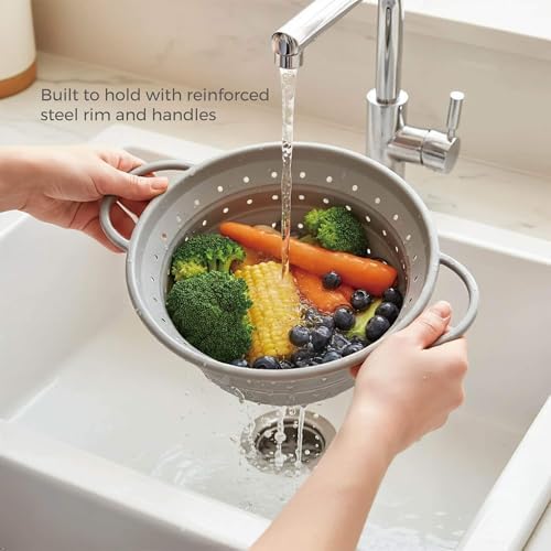 4‐Quart Silicone Collapsible Colander & Kitchen Collapsible Strainer