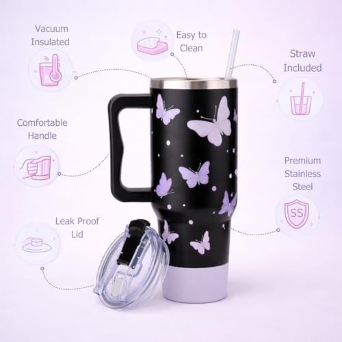Butterfly Gifts for Women, Butterfly Tumbler 40 oz with Lid and Straw