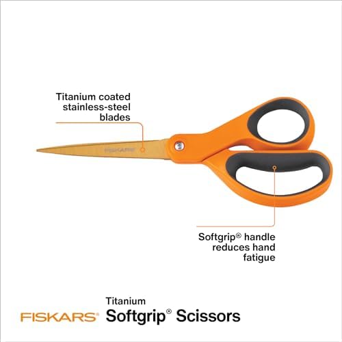 Fiskars SoftGrip Titanium Scissors All Purpose - 8" Straight Handle