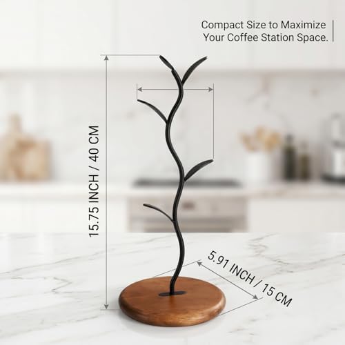 15.8 Inch Coffee Mug Tree for Counter - Leaf Shaped Mug Rack, Space