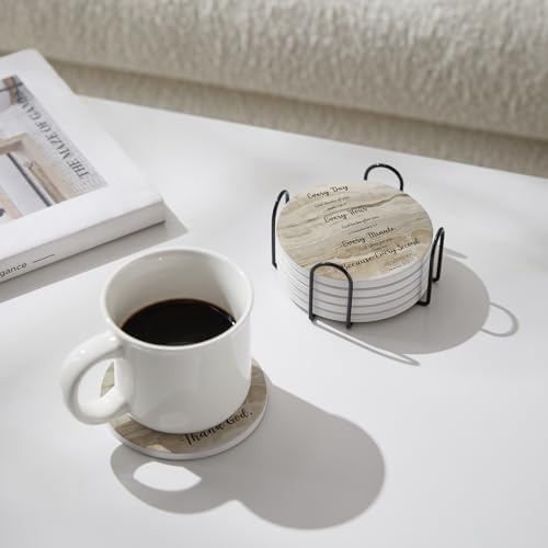 Coasters for Drinks with Bible Verses, Set of 6 Absorbent Drinks